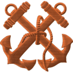 Crossed anchors with rope