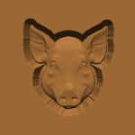 Ornamental Animal Head/Bust Series: Pig 002