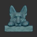 German Shepherd Peek Over Fence
