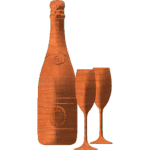 Champagne bottle and flutes