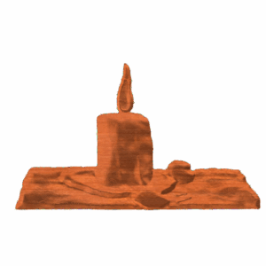Candle on shelf