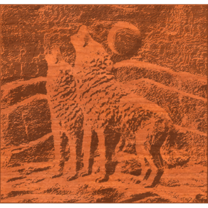 Two Wolves Howling at Moon