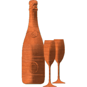 Champagne bottle and flutes