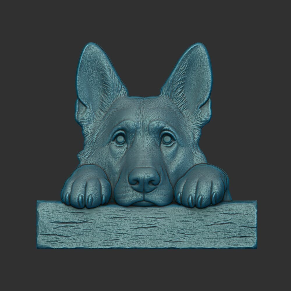 German Shepherd Peek Over Fence