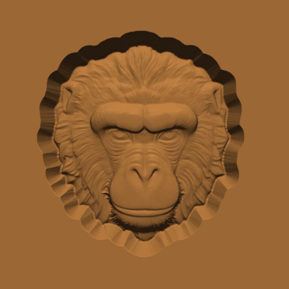 Ornamental Animal Head/Bust Series: Monkey 002