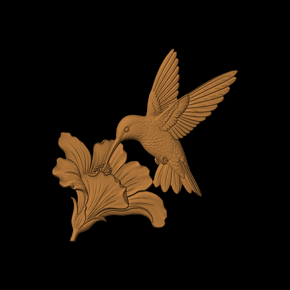 a humming bird with a flower
